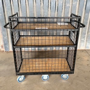 Used Heavy Duty 6 Wheel Stock Shelf Trolley Black